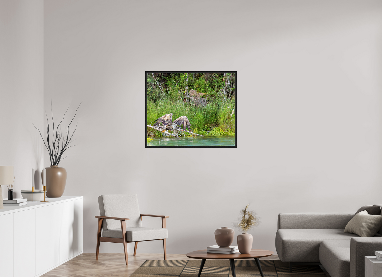 Skimming the Wild – Juvenile Bald Eagle Over the Kasilof River, Nature Photography Print