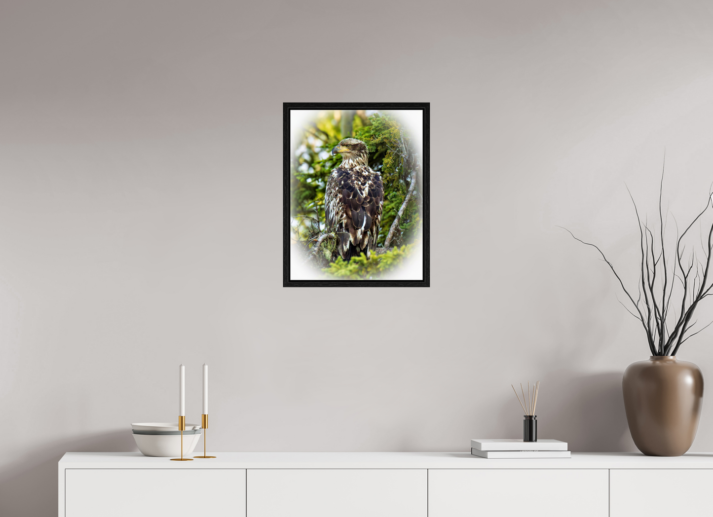 Forest Watch – Young Eagle Among the Pines Nature Photography Print