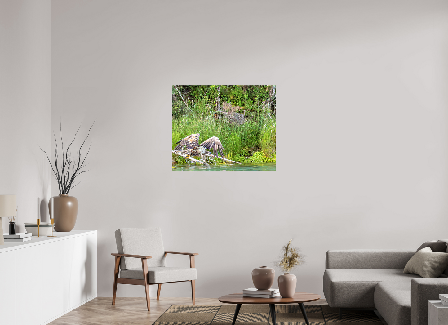 Skimming the Wild – Juvenile Bald Eagle Over the Kasilof River, Nature Photography Print