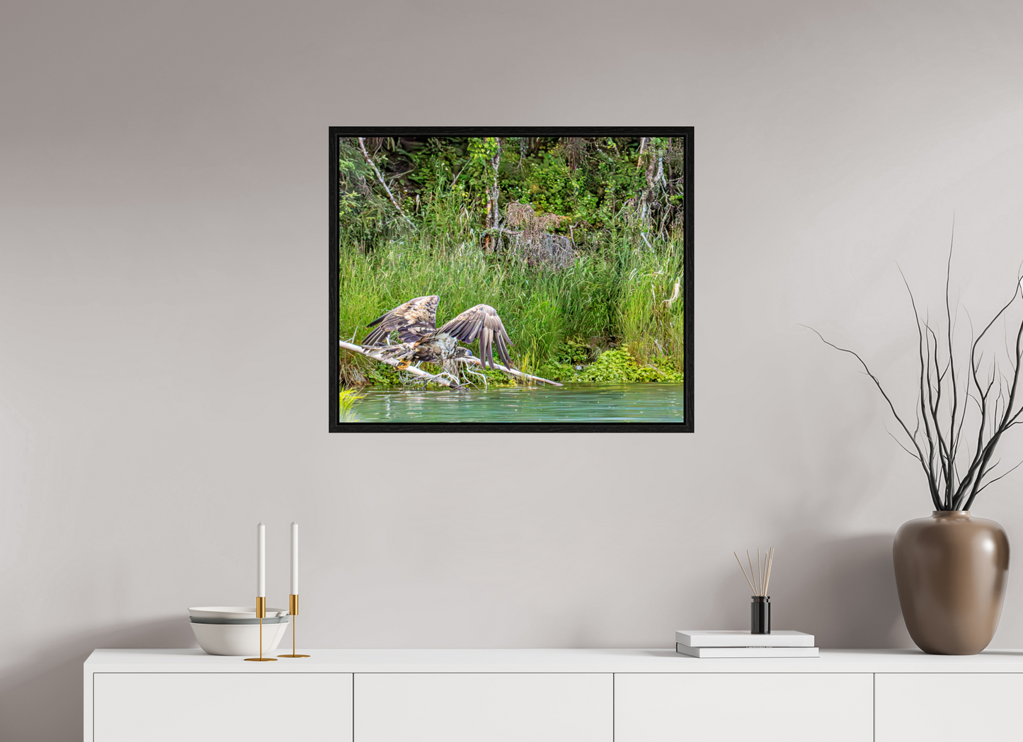 Skimming the Wild – Juvenile Bald Eagle Over the Kasilof River, Nature Photography Print
