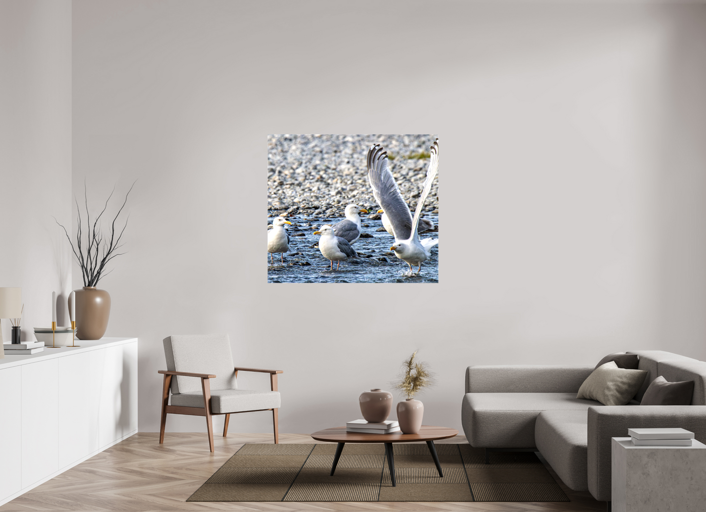 Wings in Motion – Seagulls on the Kasilof River, Alaska Nature Photography Print