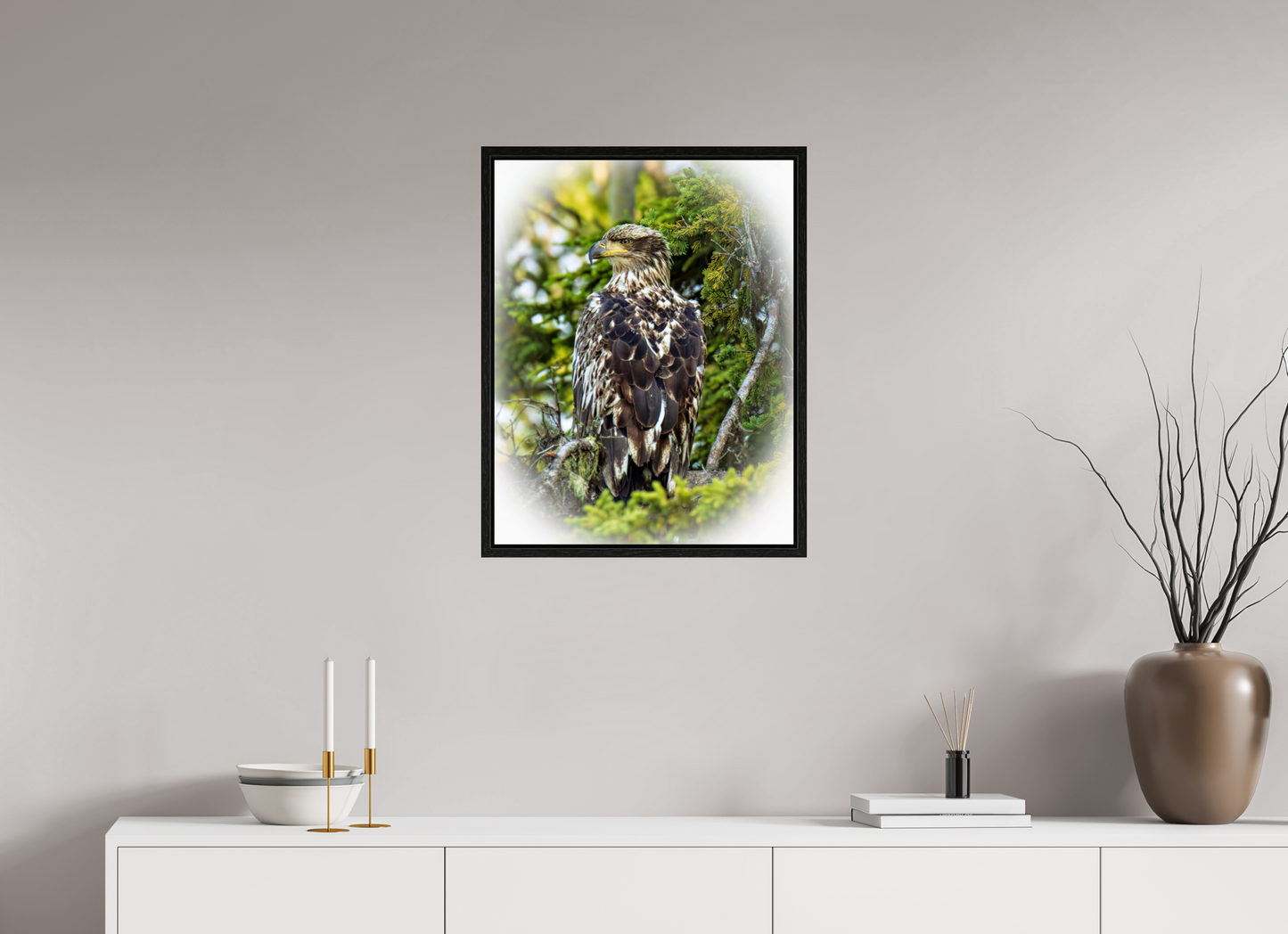 Forest Watch – Young Eagle Among the Pines Nature Photography Print