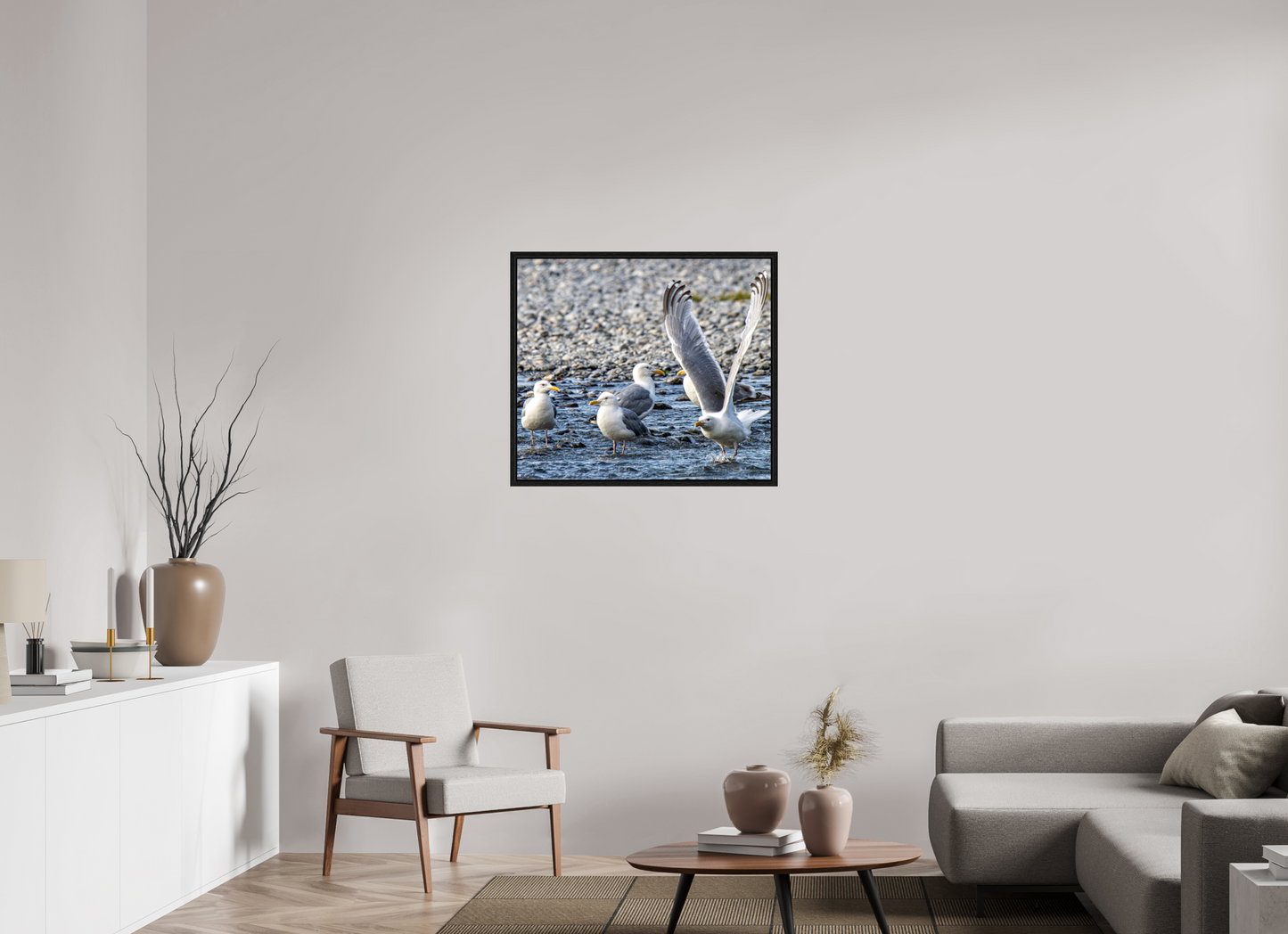 Wings in Motion – Seagulls on the Kasilof River, Alaska Nature Photography Print