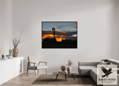 60 x 45″, Floater Frame -black oak frame - ready to hang Sunset Sentinel Nature Photography Print