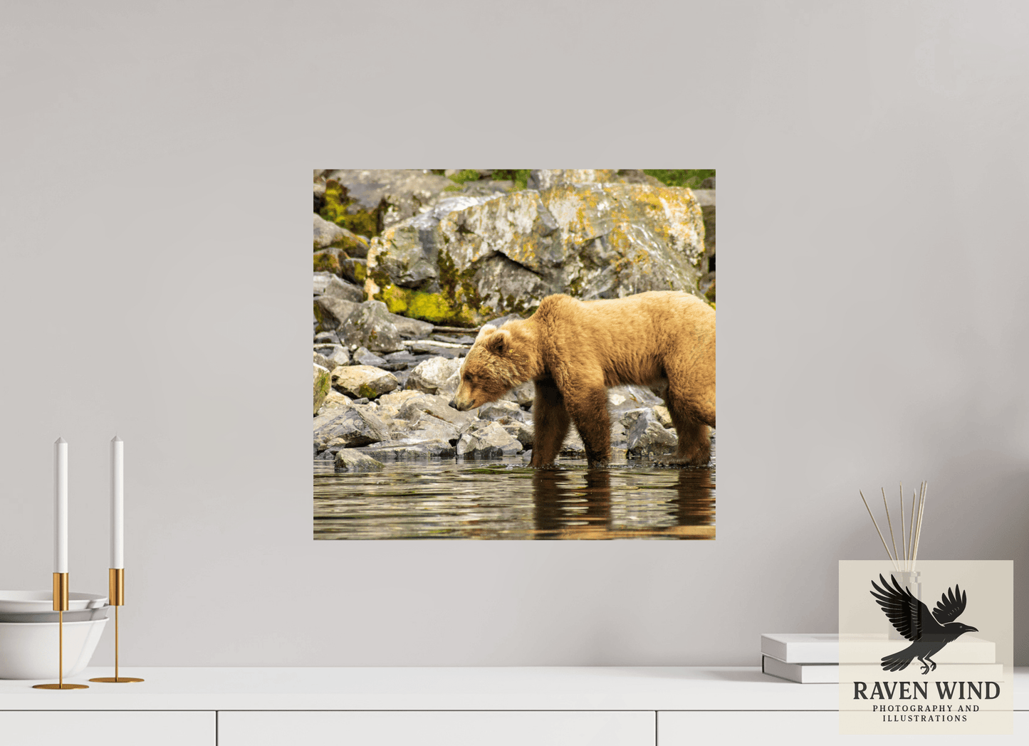 17.3 x 16″, ChromaLuxe HD Metal Print - ready to hang Looking for Dinner Nature Photography Print