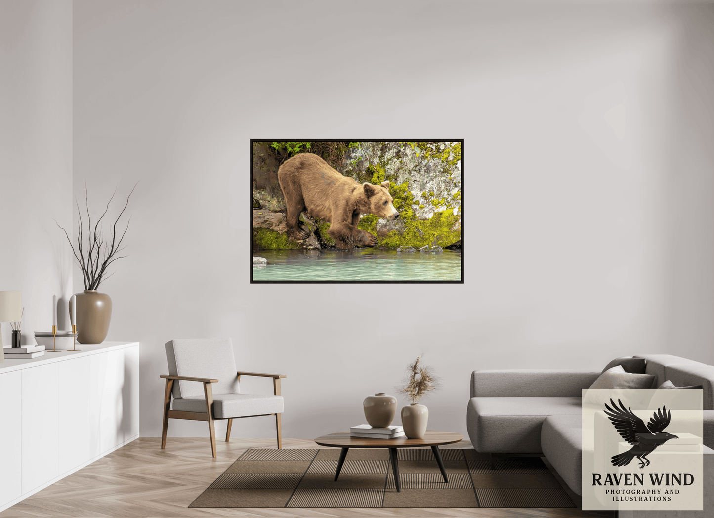 60 x 40″, Floater Frame - black oak frame - ready to hang Testing the Waters Nature Photography Print