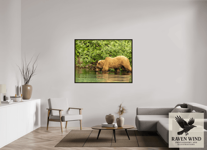 56 x 42″, Floater Frame - black oak frame - ready to hang Fishing Takes Patience Nature Photography Print