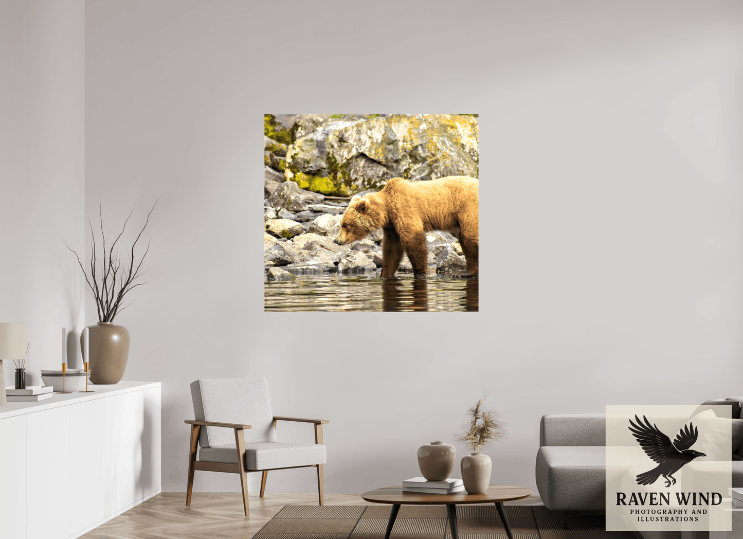 46.6 x 43″, Print on Canvas - ready to hang or set on a shelf Looking for Dinner Nature Photography Print