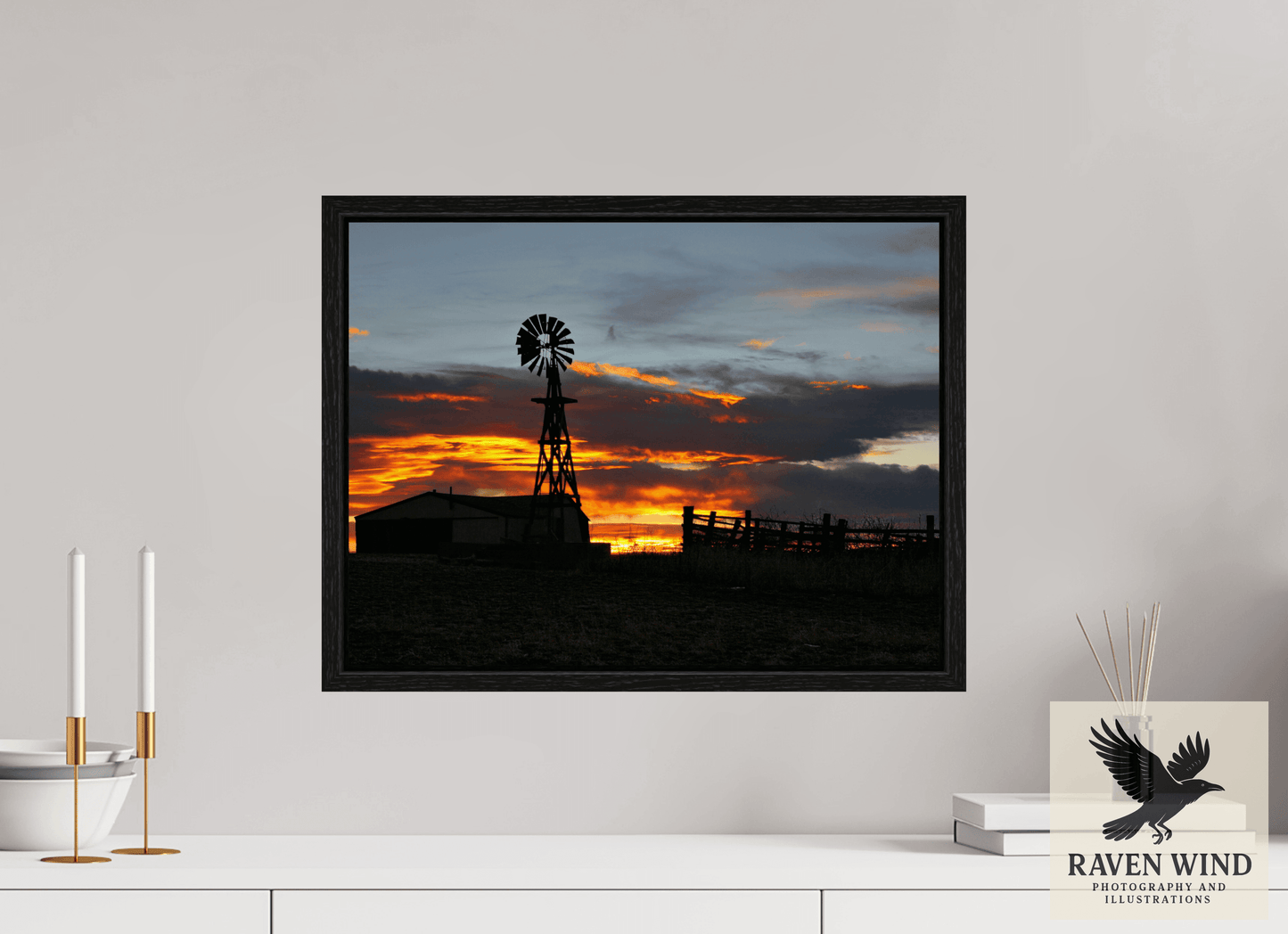 20 x 15″, Floater Frame -black oak frame - ready to hang Sunset Sentinel Nature Photography Print