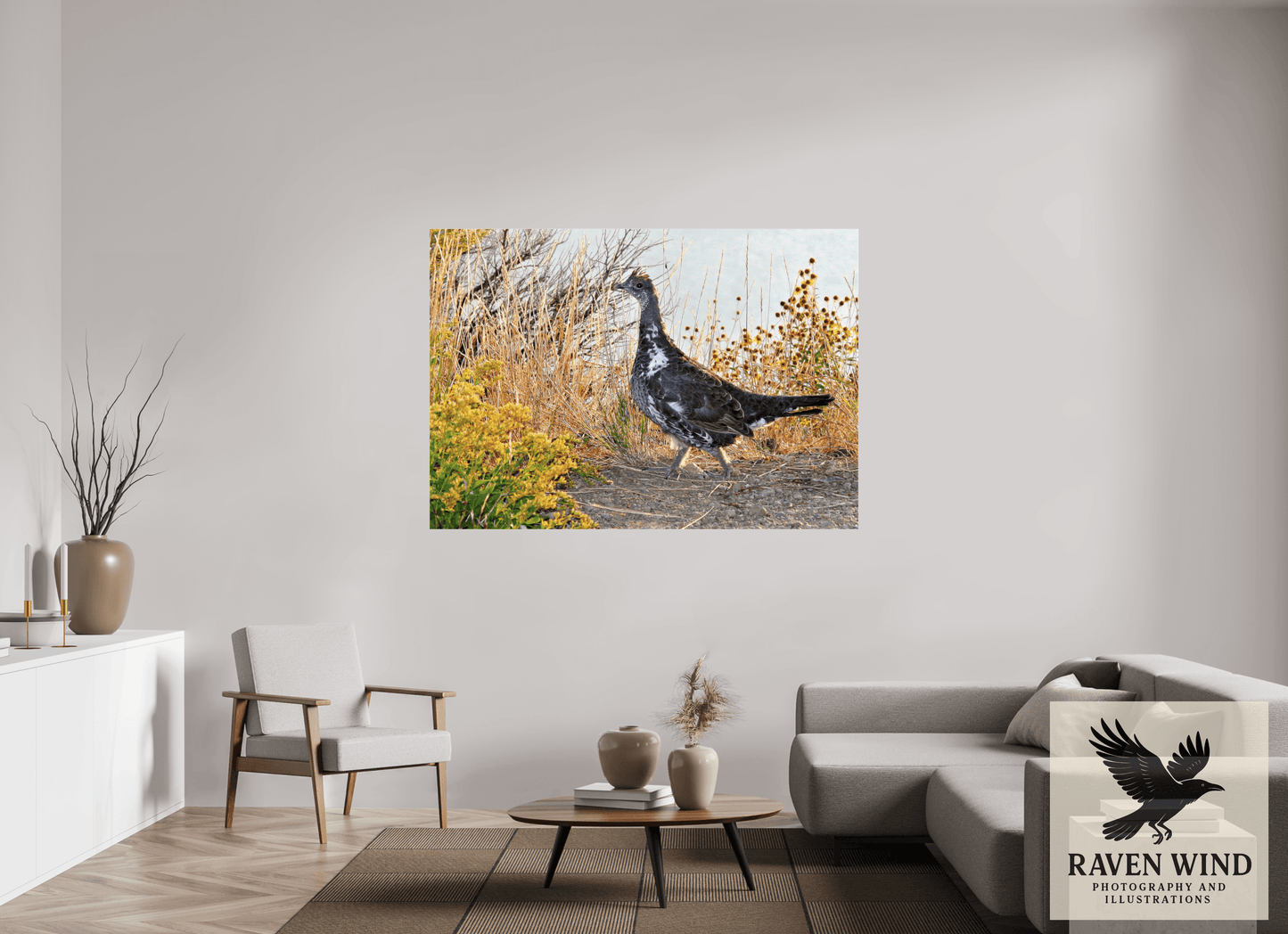 67.2 x 47″, Photo Print Under Acrylic Glass - ready to hang Grounded Grace - a Wild Grouse Nature Photography Print