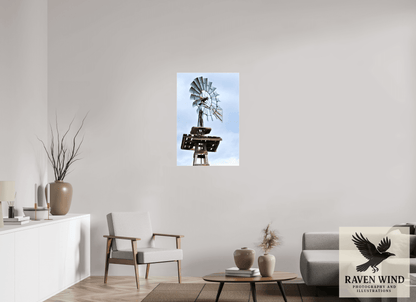 24 x 36″, Print on Canvas - ready to hand or set on a shelf Rustic Windmill - Tribute to Americana Nature Photography Print