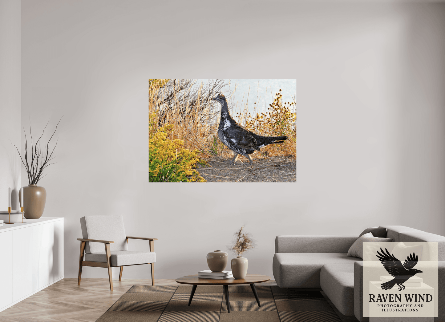 67.2 x 47″, Photo Print On Fuji Crystal DP II - unframed Grounded Grace - a Wild Grouse Nature Photography Print