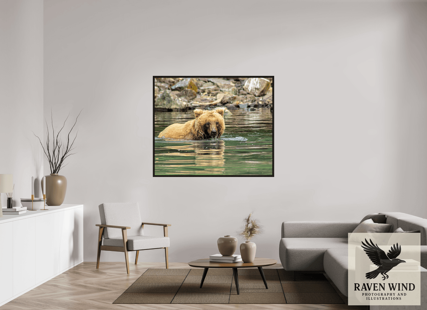 56.8 x 47″, Floater Frame - black oak frame - ready to hang Fishing the Deep End Nature Photography Print