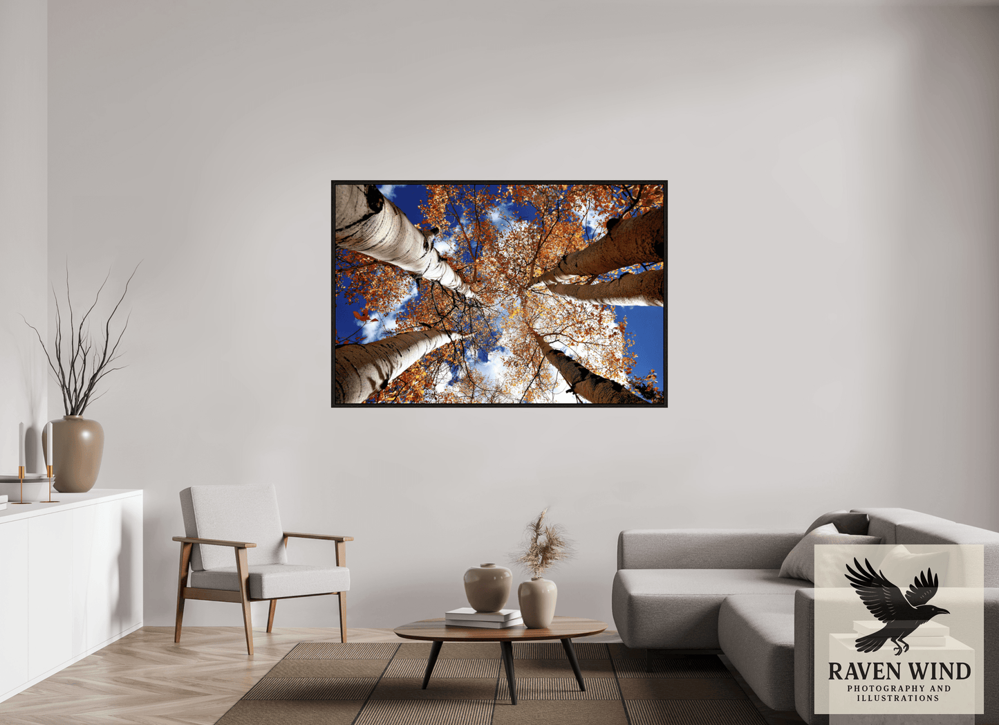 66 x 44″, Floater Frame - black oak frame - ready to hang Reaching for the Sky - Aspens in the Fall Nature Photography Print