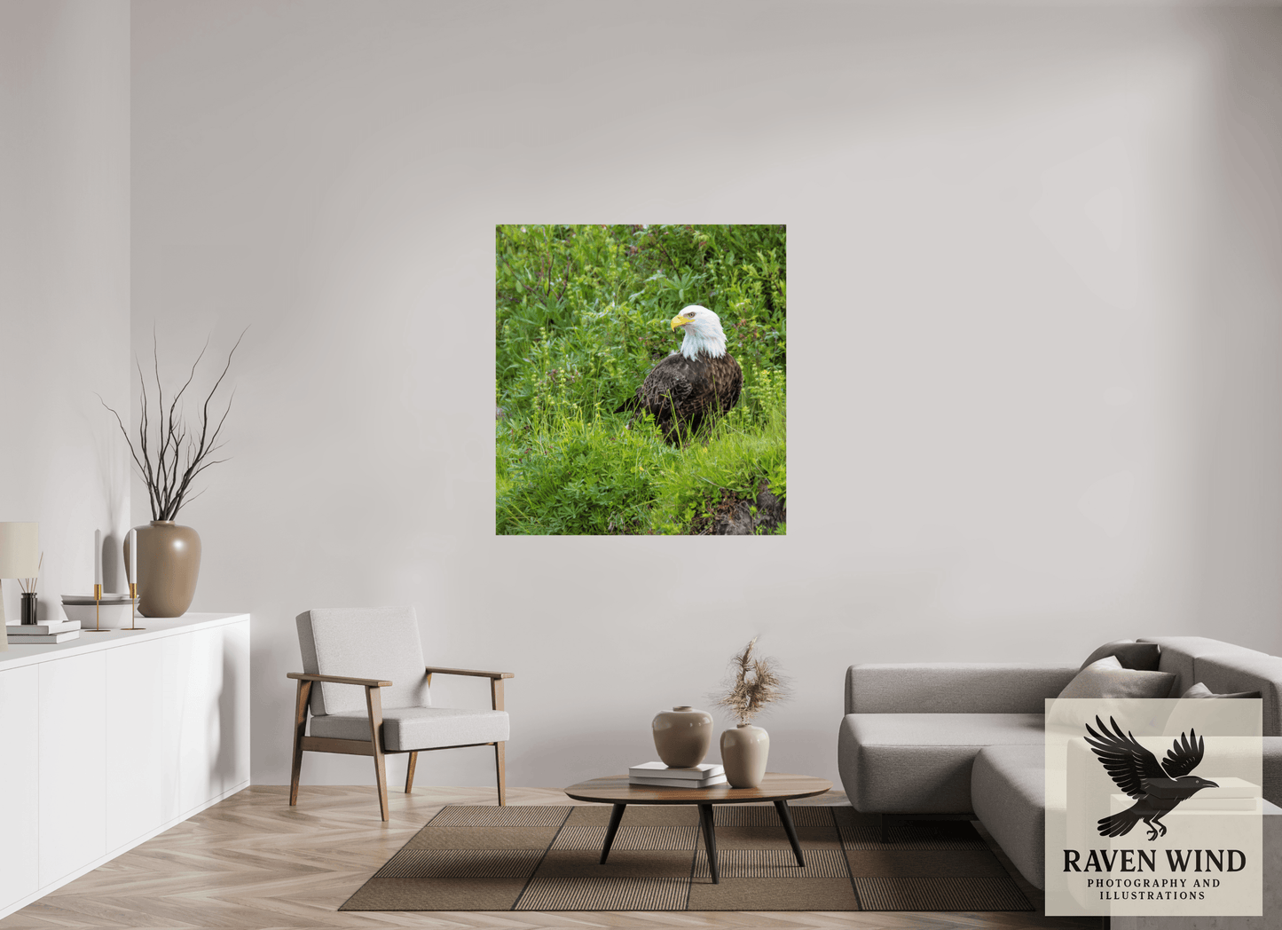 47 x 50.3″, Photo Print On Fuji Crystal DP II - unframed Grounded Majesty - Alaskan Bald Eagle Nature Photography Print