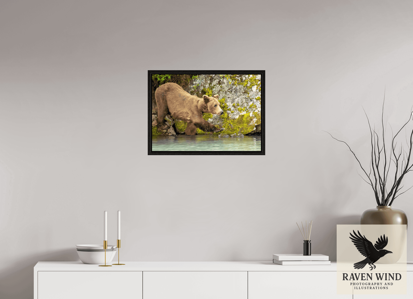 22.7 x 16″, Floater Frame - black oak frame - ready to hang Momma on a Mission Nature Photography Print