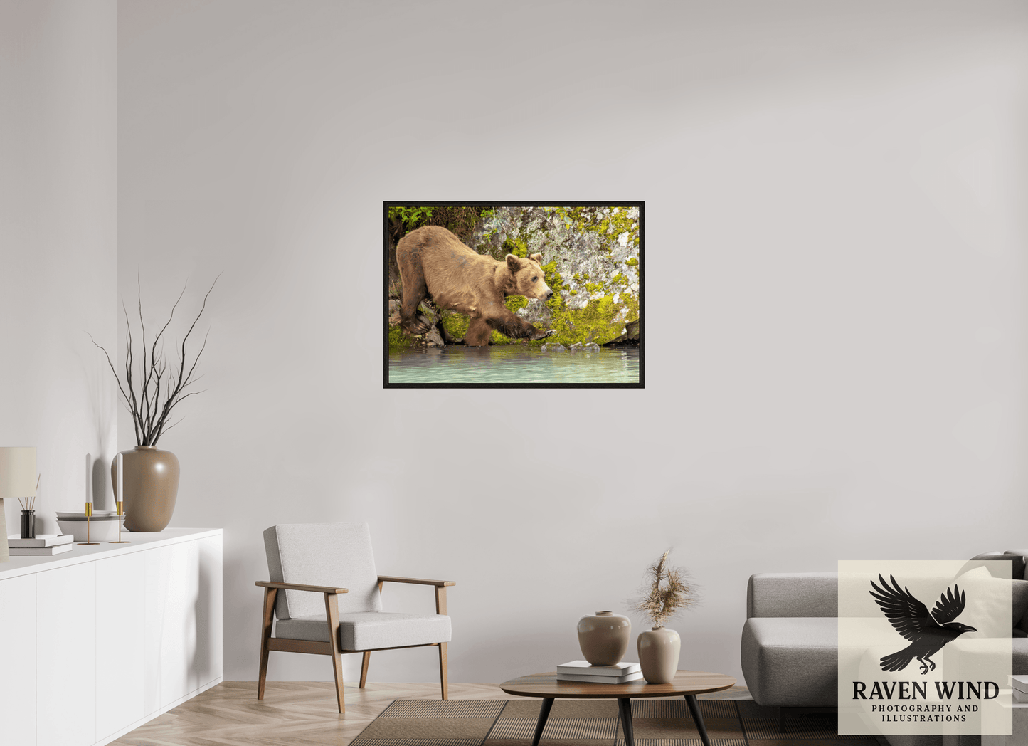 39.8 x 28″, Floater Frame - black oak frame - ready to hang Momma on a Mission Nature Photography Print