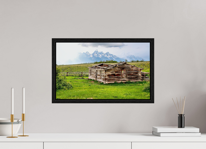 19.8 x 12″, Floater Frame - with Black Oak frame - ready to hang The Cabin - Echoes of Jackson Hole Wyoming Nature Photography Print