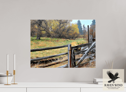 21.9 x 16″, Print on Canvas - ready to hang or set on a shelf Pasture Gate Nature Photography Print