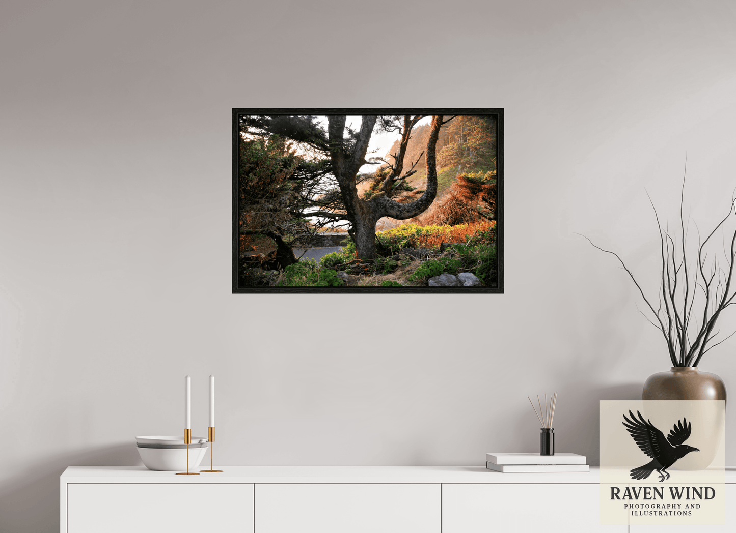 30 x 20″, Floater Frame - black oak frame - ready to hang Sunset Glow Fine Art Nature Photography Print