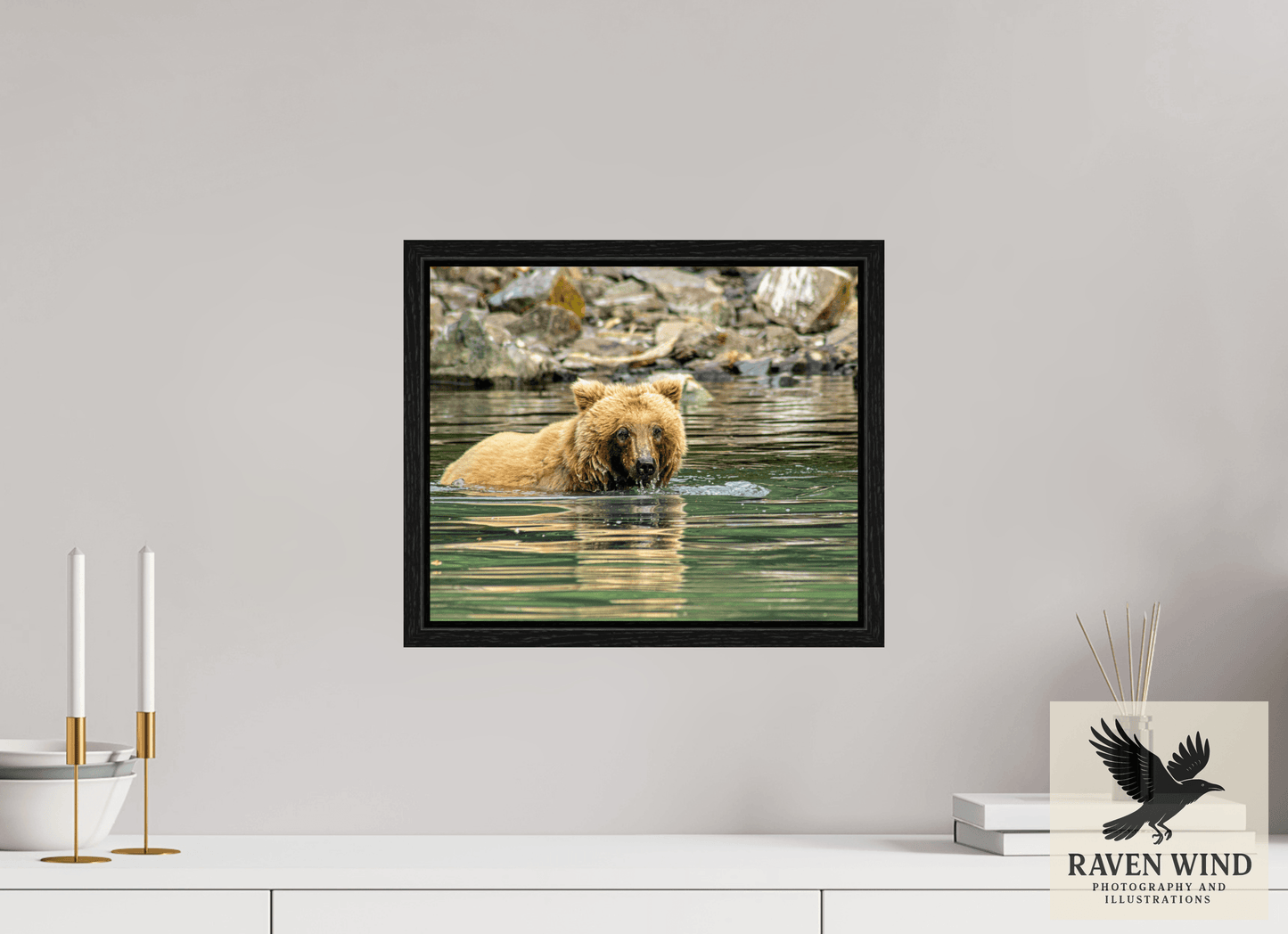 14.5 x 12″, Floater Frame - black oak frame - ready to hang Fishing the Deep End Nature Photography Print