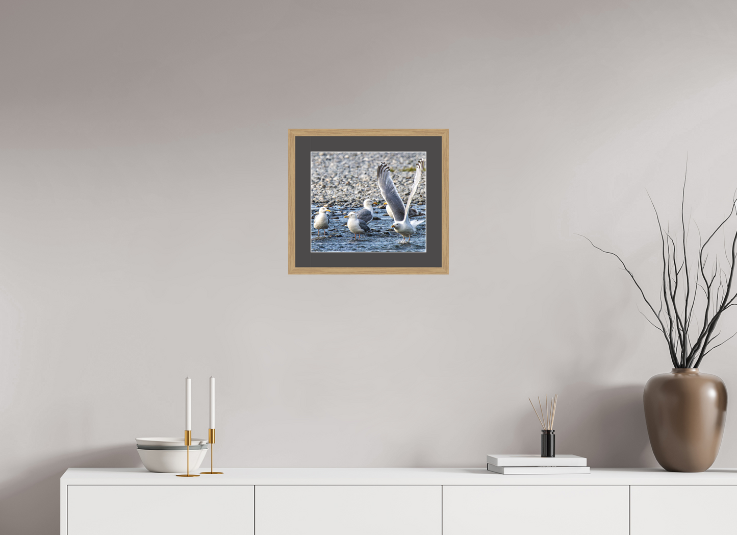 Wings in Motion – Seagulls on the Kasilof River, Alaska Nature Photography Print