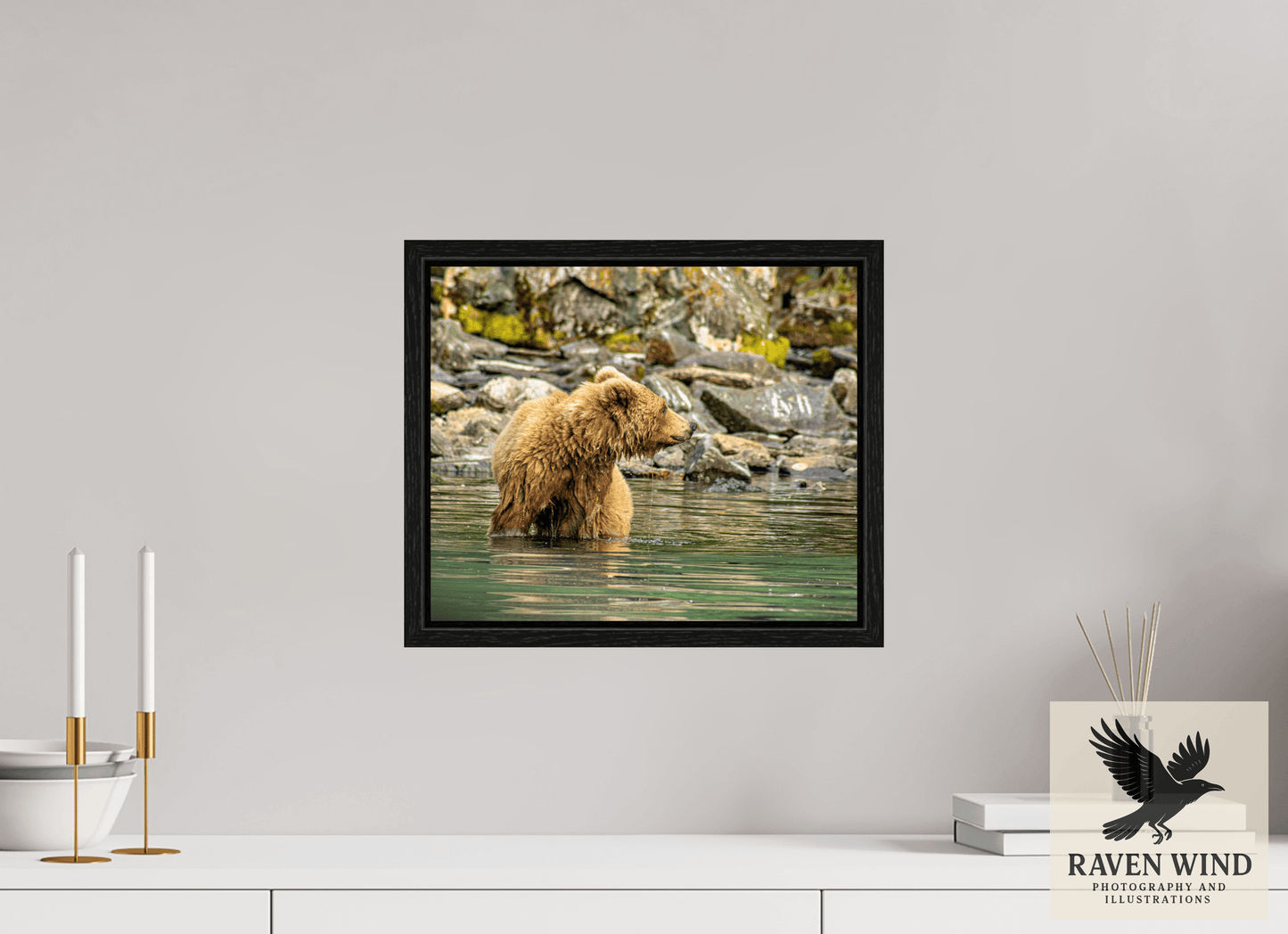 14.4 x 12″, Floater Frame - black oak frame - ready to hang Watchful Momma Nature Photography Print