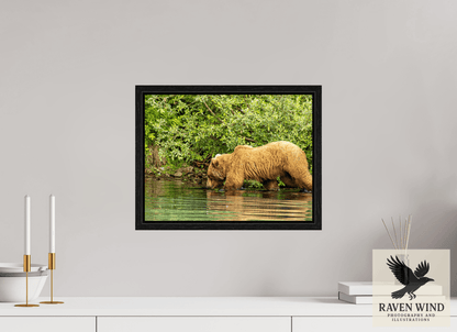 16 x 12″, Floater Frame - black oak frame - ready to hang Fishing Takes Patience Nature Photography Print