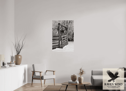 28 x 41.2″, Photo Print On Fuji Crystal DP II - unframed Winter Gate Black and White Nature Photography Print