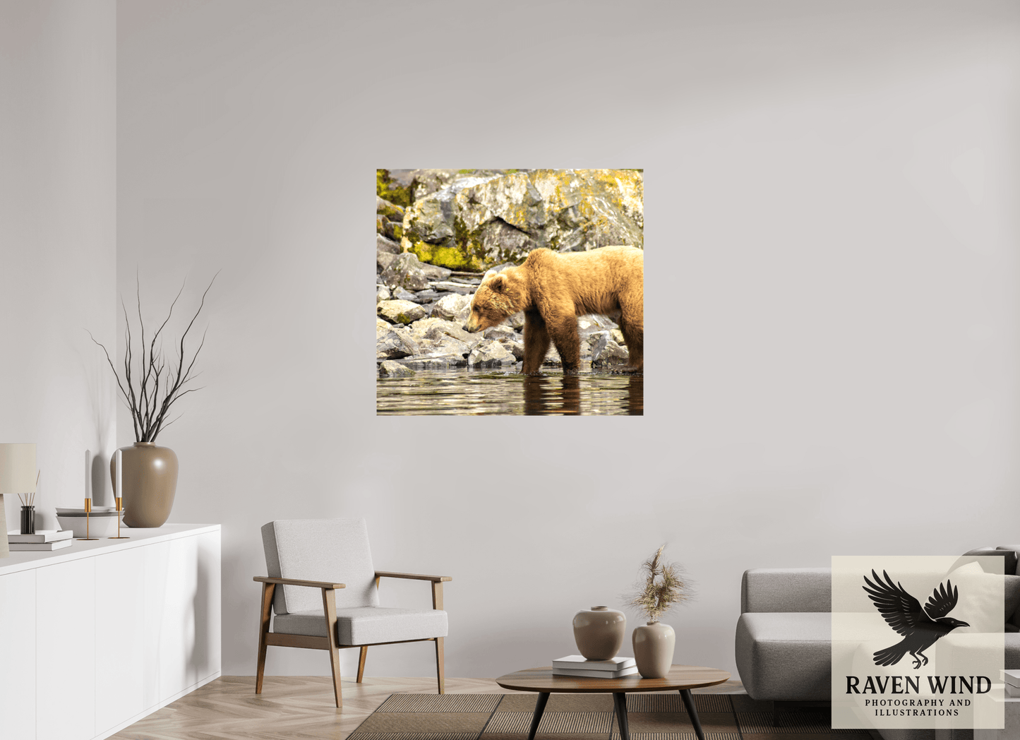 42.2 x 39″, Print on Canvas - ready to hang or set on a shelf Looking for Dinner Nature Photography Print