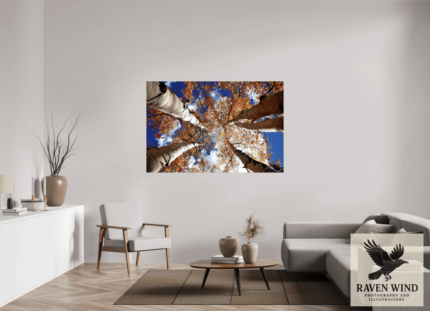 66 x 44″, Photo Print Under Acrylic Glass - ready to hang Reaching for the Sky - Aspens in the Fall Nature Photography Print