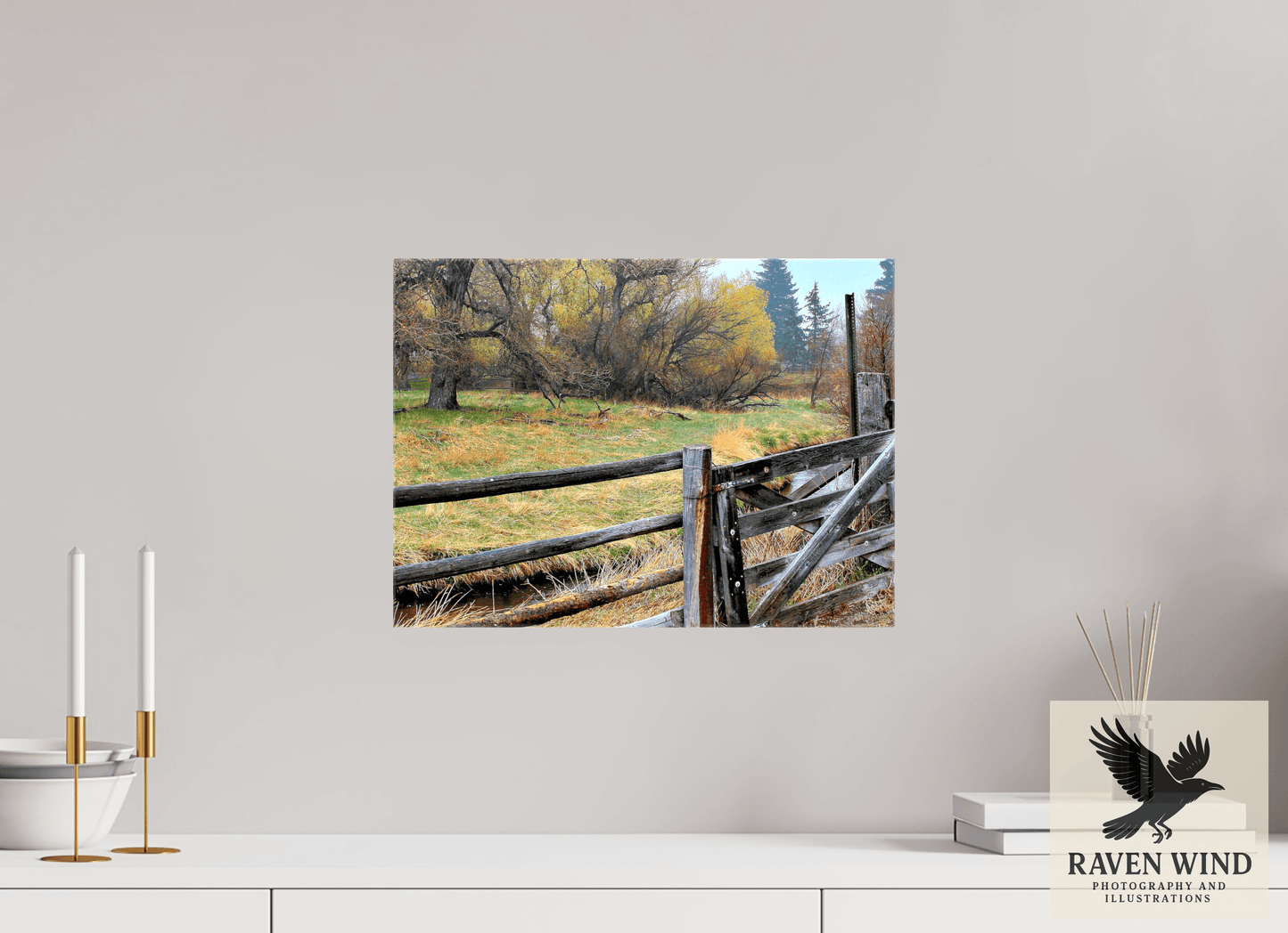 16.4 x 12″, Print on Canvas - ready to hang or set on a shelf Pasture Gate Nature Photography Print