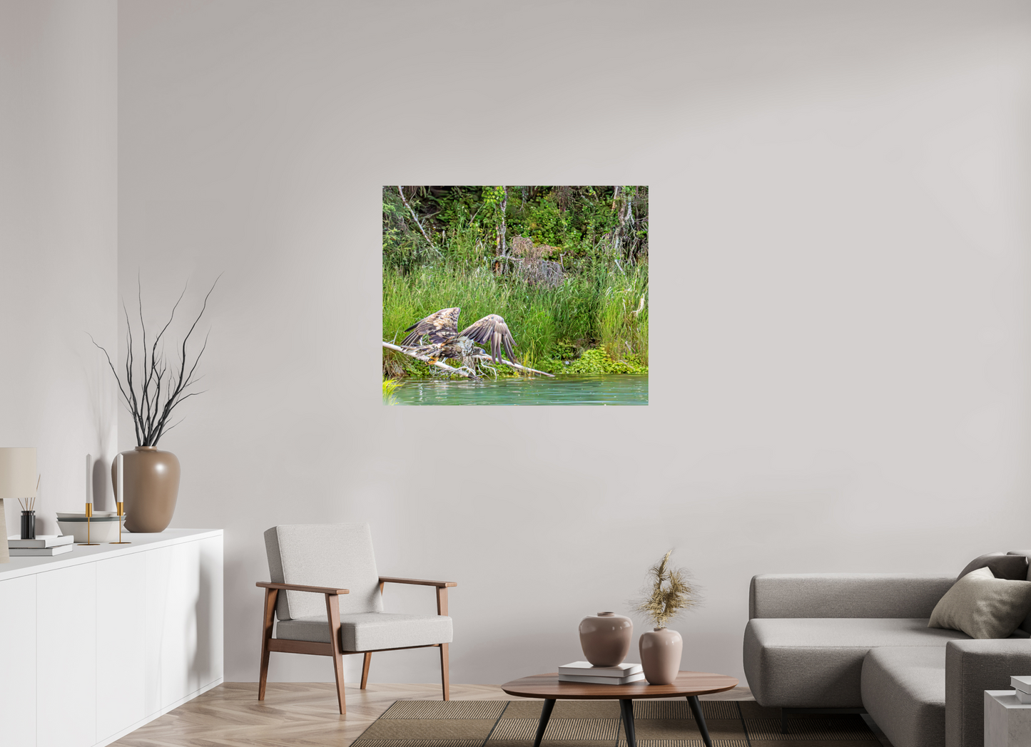 Skimming the Wild – Juvenile Bald Eagle Over the Kasilof River, Nature Photography Print