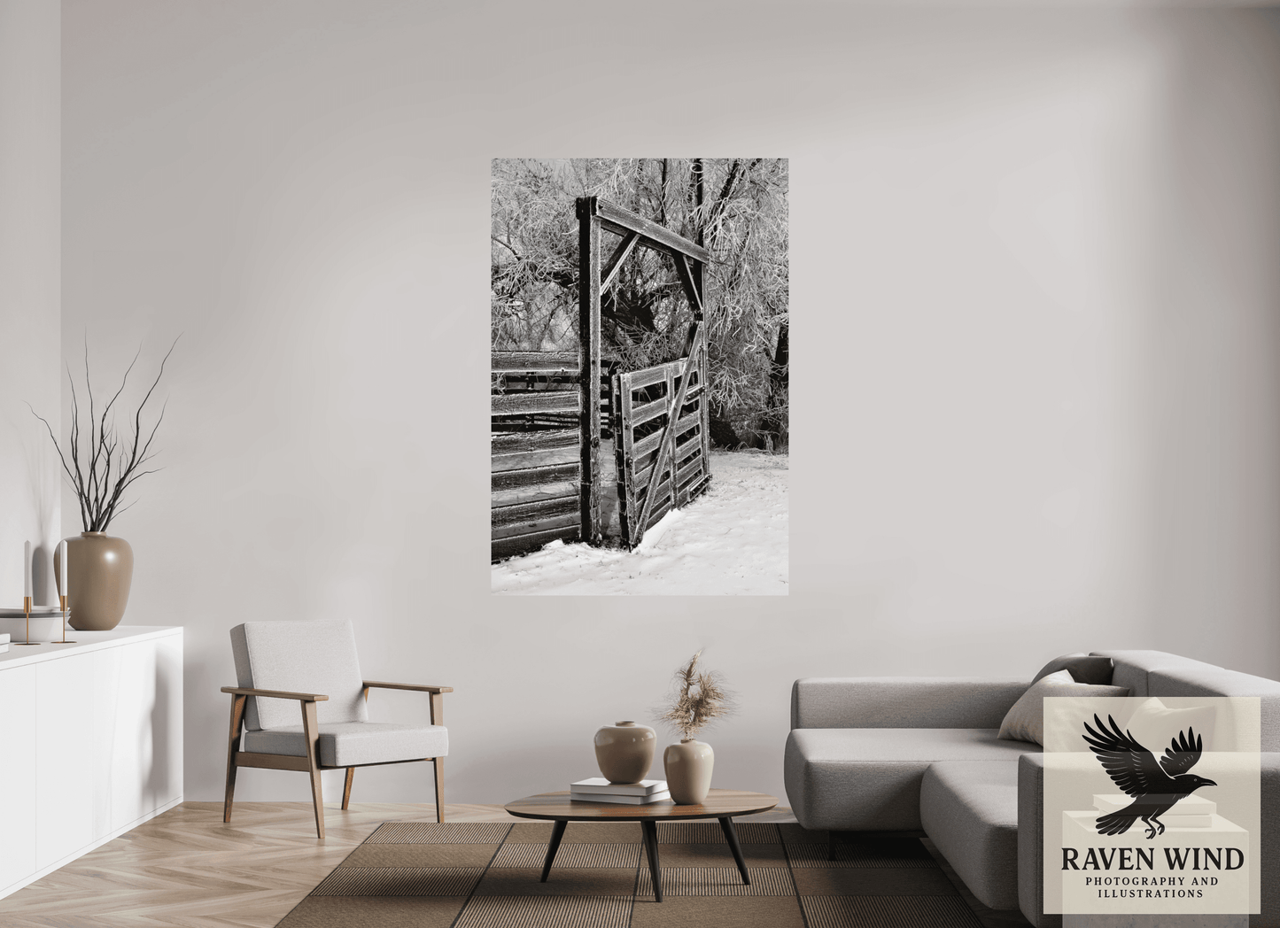 47 x 69.1″, Photo Print On Fuji Crystal DP II - unframed Winter Gate Black and White Nature Photography Print
