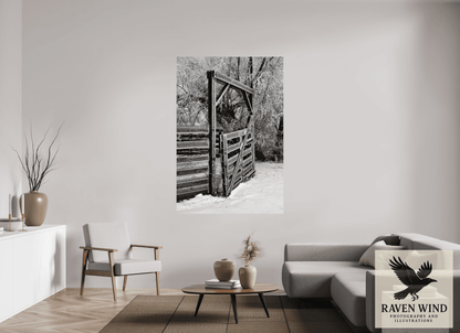 47 x 69.1″, Photo Print On Fuji Crystal DP II - unframed Winter Gate Black and White Nature Photography Print