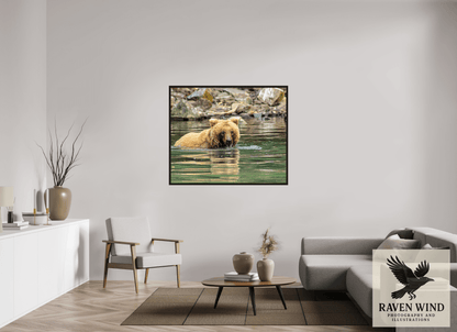 52 x 43″, Floater Frame - black oak frame - ready to hang Fishing the Deep End Nature Photography Print