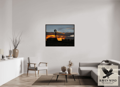 48 x 36″, Floater Frame -black oak frame - ready to hang Sunset Sentinel Nature Photography Print
