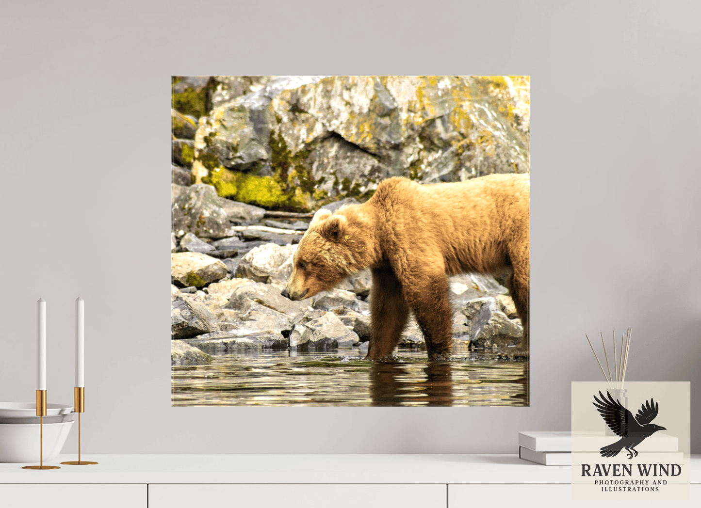 21.7 x 20″, Print on Canvas - ready to hang or set on a shelf Looking for Dinner Nature Photography Print