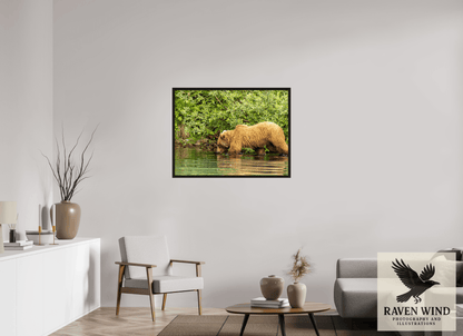 40 x 30″, Floater Frame - black oak frame - ready to hang Fishing Takes Patience Nature Photography Print