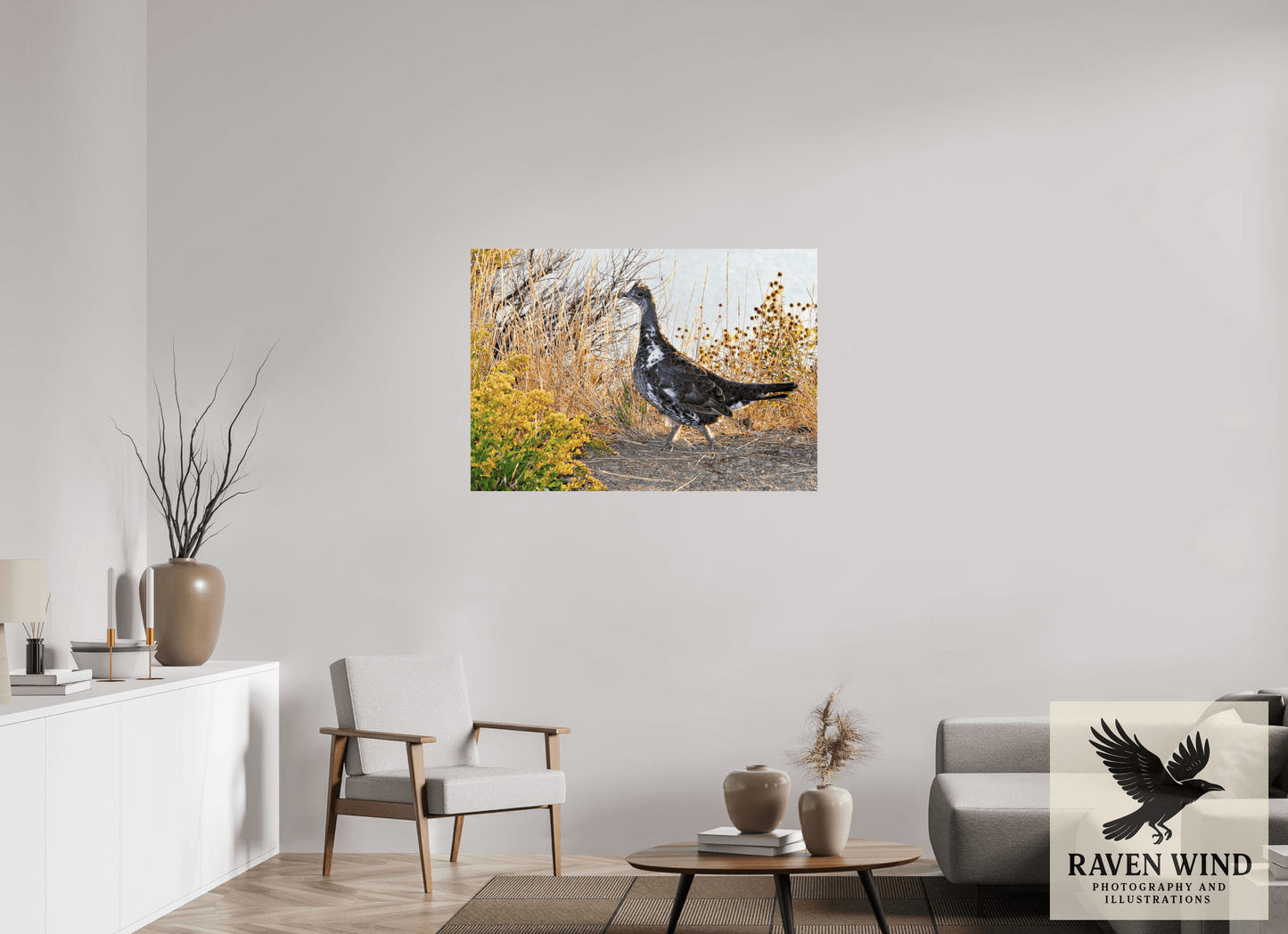 44.3 x 31″, Photo Print On Fuji Crystal DP II - unframed Grounded Grace - a Wild Grouse Nature Photography Print
