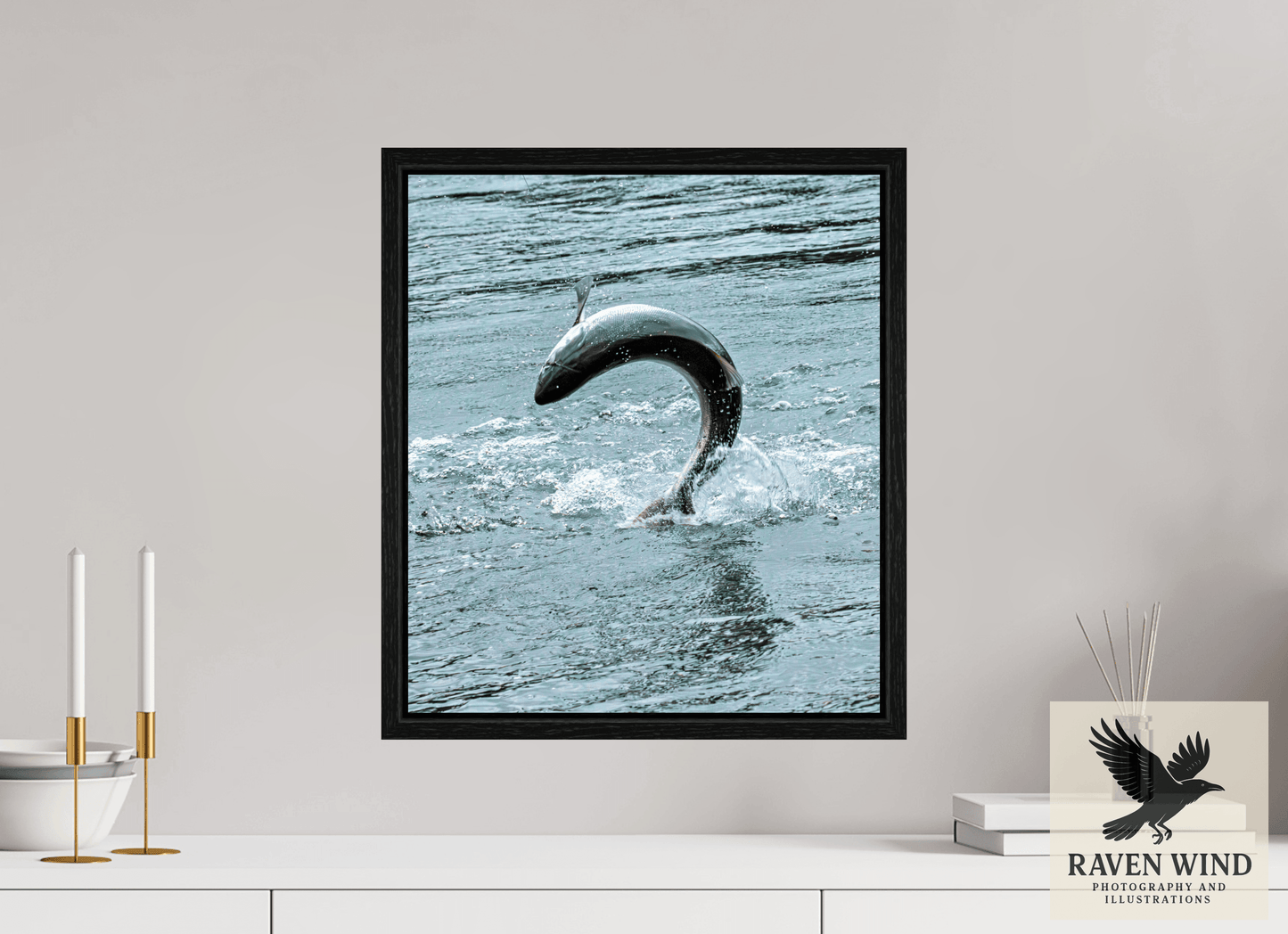 16 x 18.2″, Floater Frame - black oak frame - ready to hang Hooked on the Wild Nature Photography Print