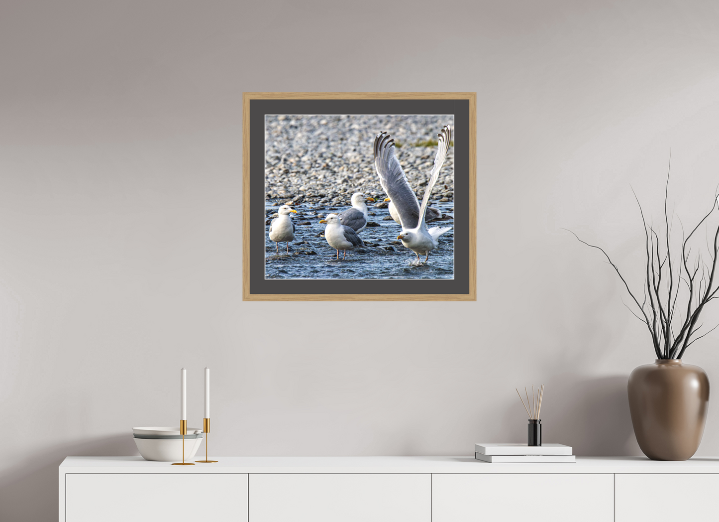 Wings in Motion – Seagulls on the Kasilof River, Alaska Nature Photography Print