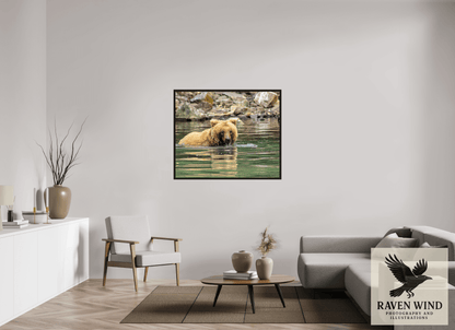 47.1 x 39″, Floater Frame - black oak frame - ready to hang Fishing the Deep End Nature Photography Print