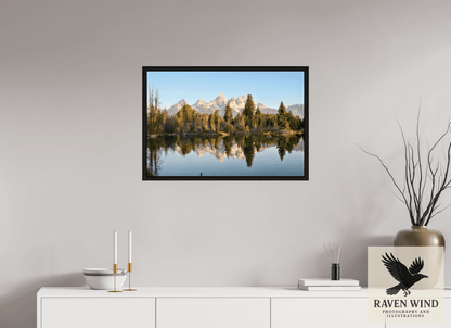 30 x 20″, Floater Frame - black oak frame - ready to hang Where the Tetons Wait Nature Photography Print