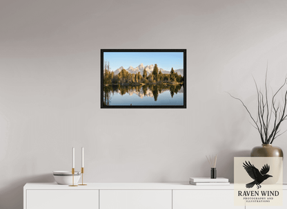 24 x 16″, Floater Frame - black oak frame - ready to hang Where the Tetons Wait Nature Photography Print
