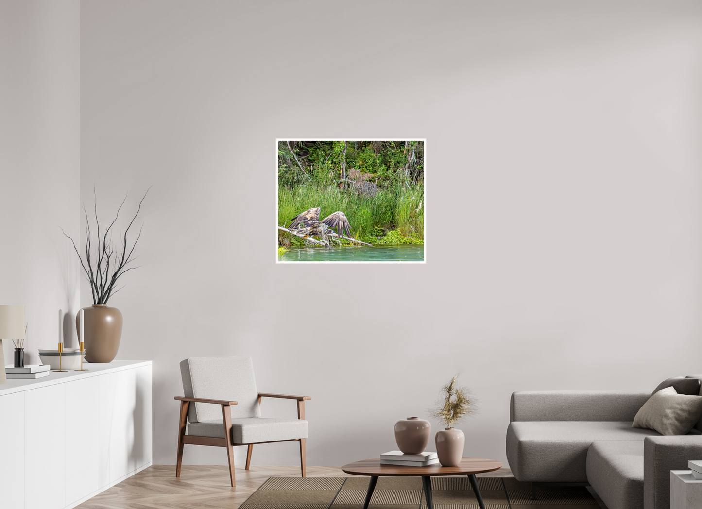 Skimming the Wild – Juvenile Bald Eagle Over the Kasilof River, Nature Photography Print