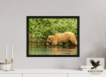 20 x 15″, Floater Frame - black oak frame - ready to hang Fishing Takes Patience Nature Photography Print