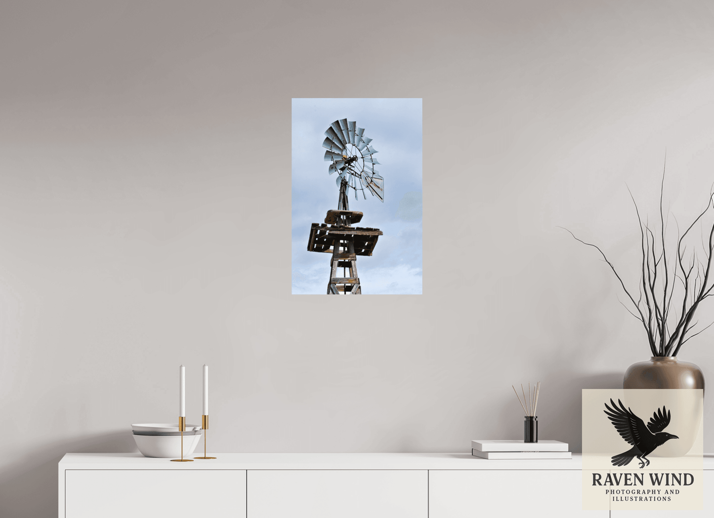 16 x 24″, Photo Print On Fuji Crystal DP II - unframed Rustic Windmill - Tribute to Americana Nature Photography Print