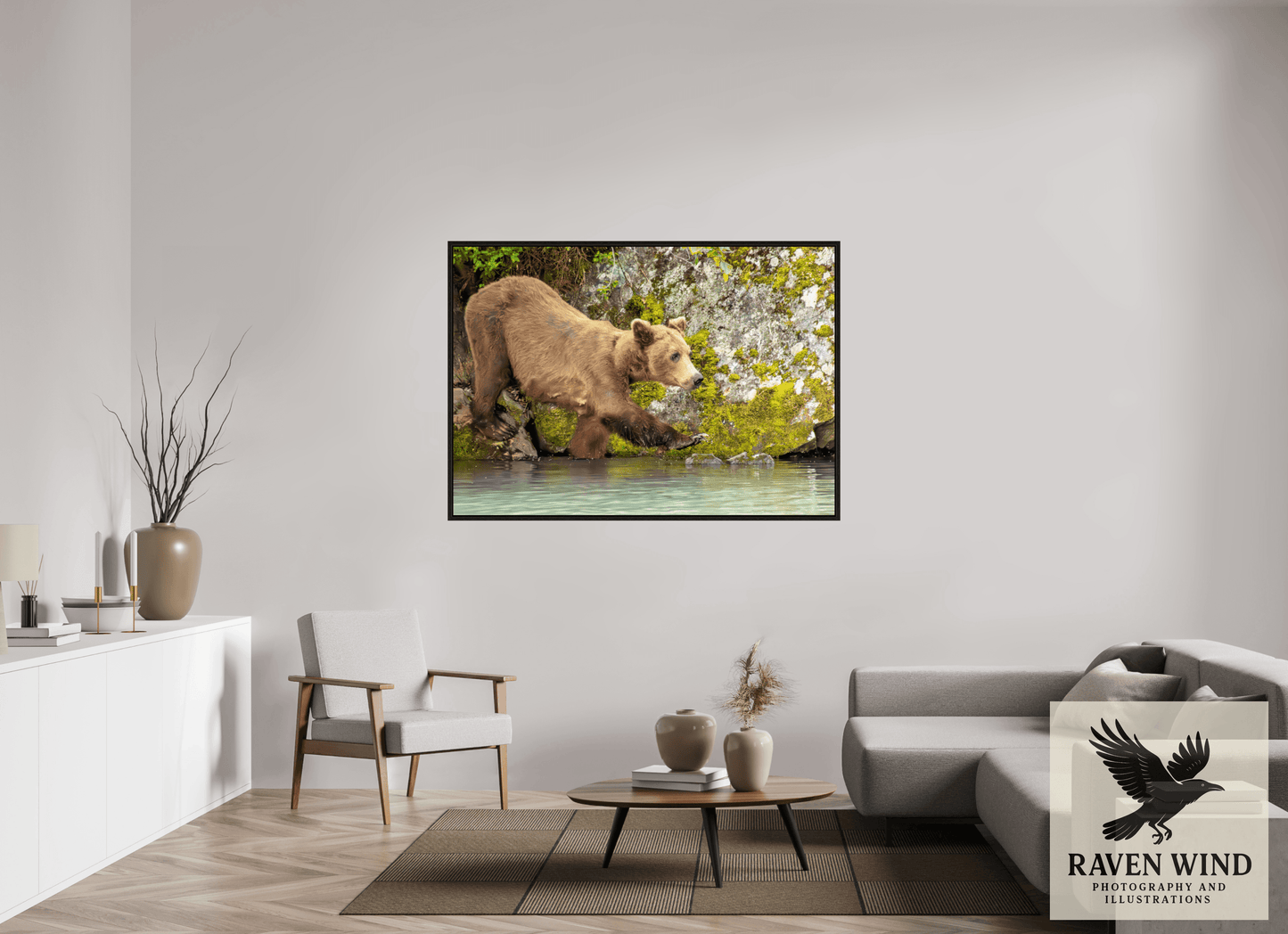 61.1 x 43″, Floater Frame - black oak frame - ready to hang Momma on a Mission Nature Photography Print