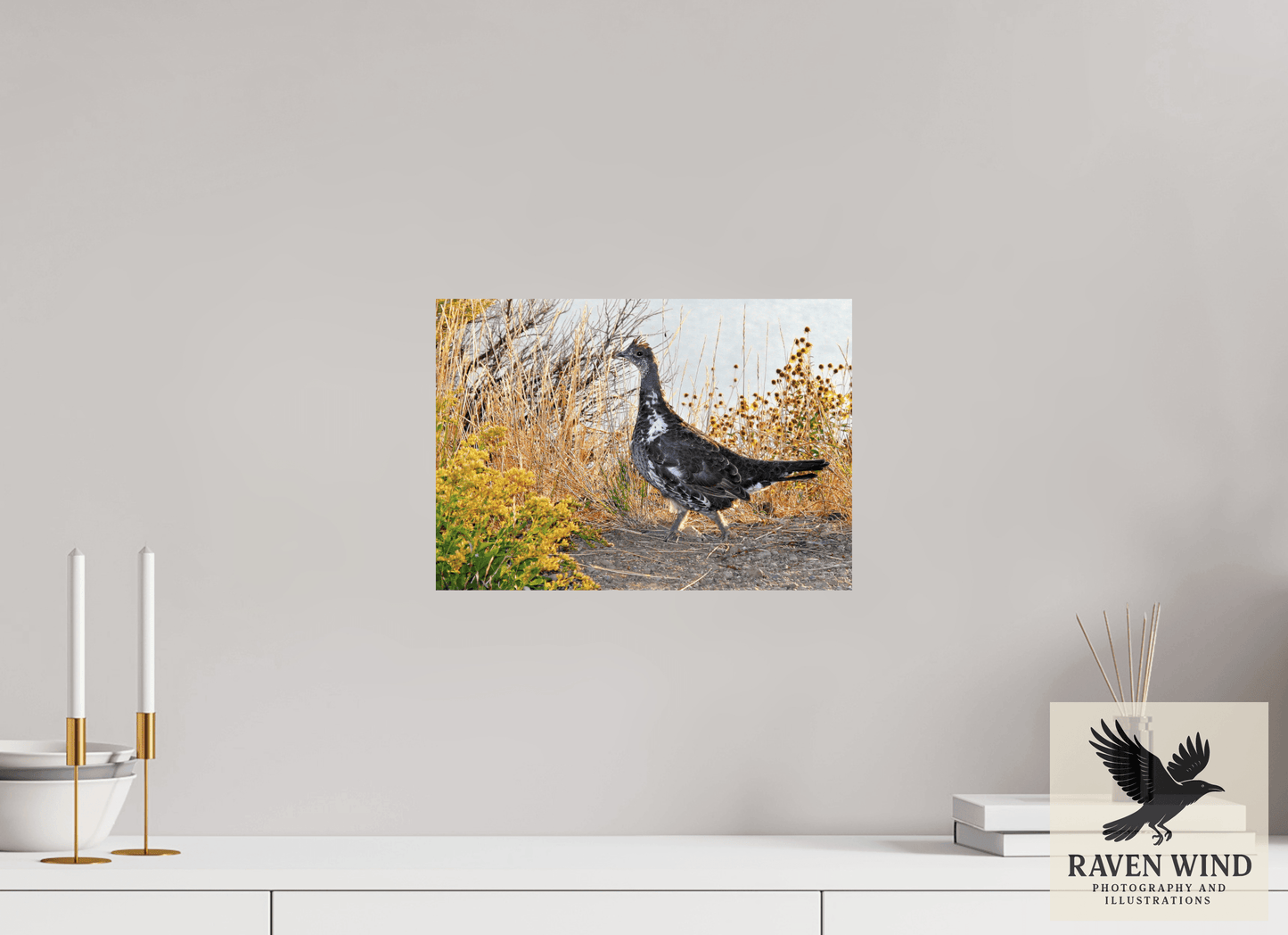 14.3 x 10″, Fine Art Print on Pearl Texture - unframed (email for frame options) Grounded Grace - a Wild Grouse Nature Photography Print